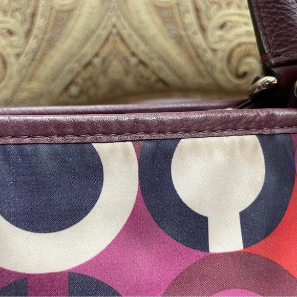 Coach F26843 Multicolor OP Art Sateen Signature Scarf Print Park Carrie Handbag - Picture 6 of 14